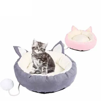 

Winter Warm cat bed Round Cat Ears Shape Dog house Plush Soft Pet mat For Small Medium Dogs cat Supplies