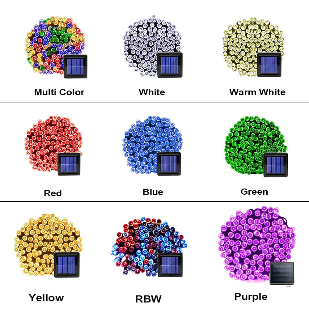 7 м/12 м/22 м светодиодный светильник для сада уличное освещение водонепроницаемый 200 для подсветки газона с питанием от солнечной панели лампа сказочная гирлянда садовые огни патио Рождественский Декор
