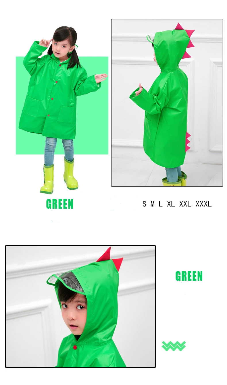 Cute Dinosaur Impermeável Raincoat para crianças, Rain