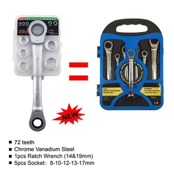 

7-in-1 7pcs/set Multi-functional High Quality Socket Wrench Set Durable Quick Offset Ratchet Spanner Car Repairing Tool Kits