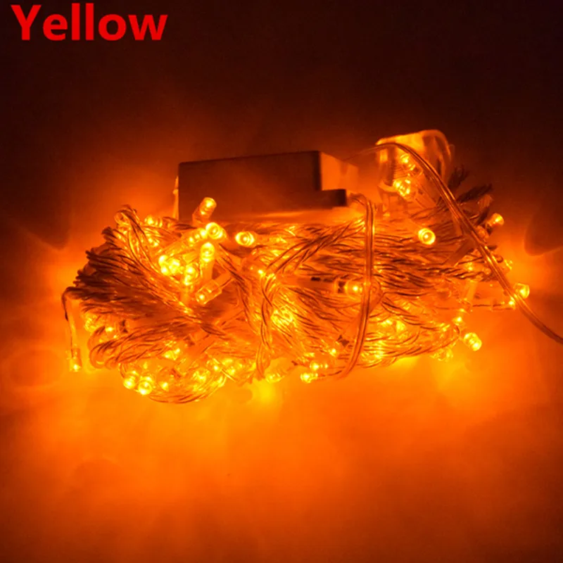 yellow Светодиодная гирлянда, Рождественская гирлянда, 10 м/20 м/30 м/50 м/100 м, наружная Водонепроницаемая домашняя уличная гирлянда, вечерние, свадебные украшения - Испускаемый цвет: yellow