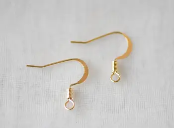 

Gold Earring Hooks, Gold Plated Brass Earwires, Lead Nickel Free (GB-141)/ 20pcs =10 pairs