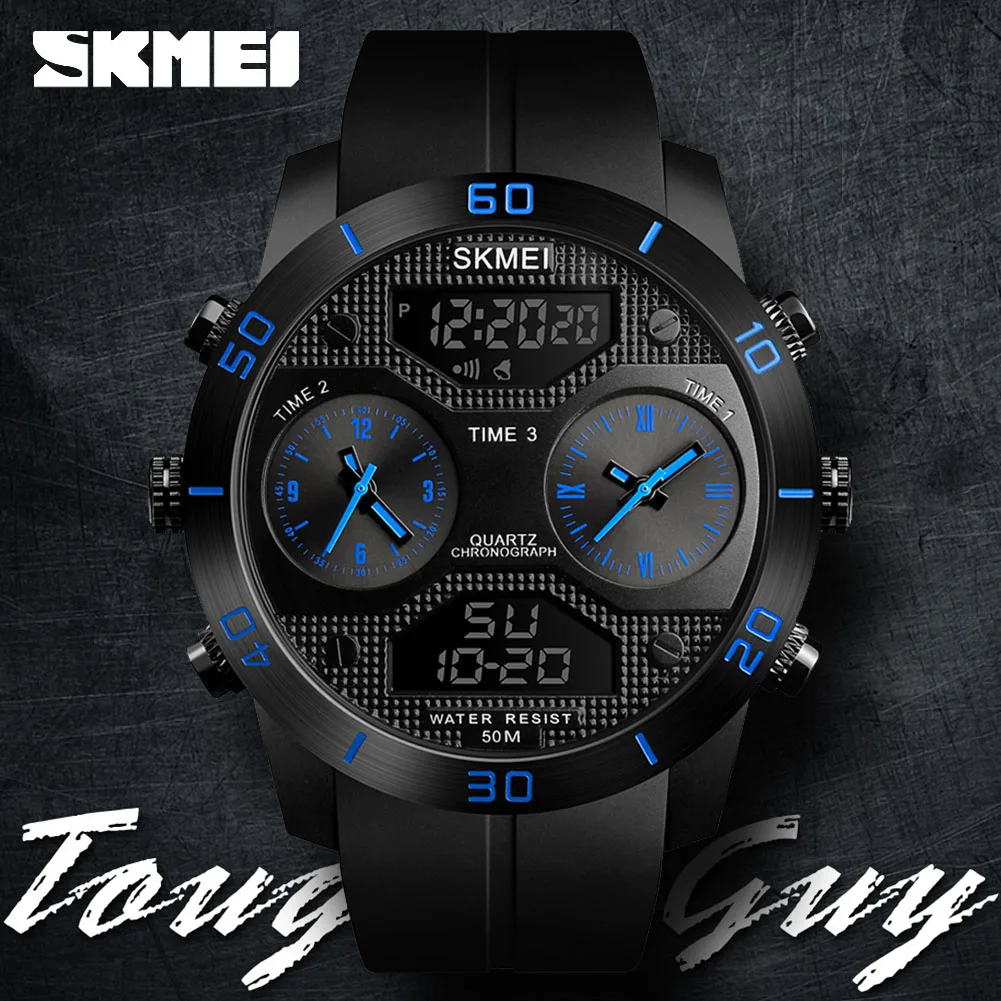 

SKMEI Men's Digital Quartz Wrist Watch Man 50m Waterproof Digital Sports Men Watch El Light Week Alarm Wristwatches 1355