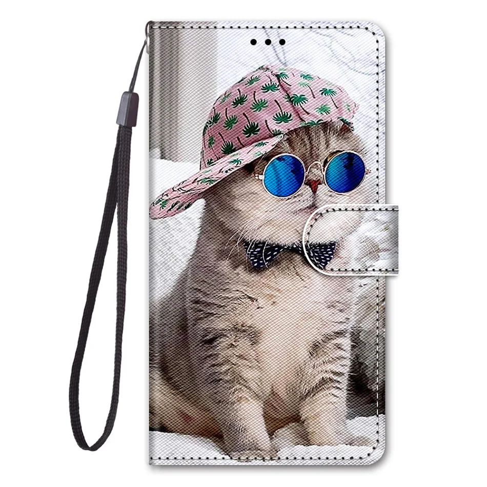 Lion Cat Butterfly Painted Flip Leather Phone Case For Huawei Honor 8 9 10 Lite Mate 20 Lite Wallet Card Holder Stand Book Cover phone dry bag