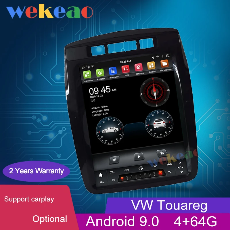 Wekeao 10 4 &quotвертикальный экран Tesla Style 1 Din Android 9 0 авторадио для Volkswagen VW Touareg