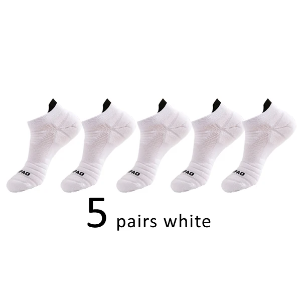 Veridical 5 Pairs Athletic Sport Running Socks For Men Colorful Cotton Breathable Deodorant Quick-Drying Ankle Boat Socks Brand white