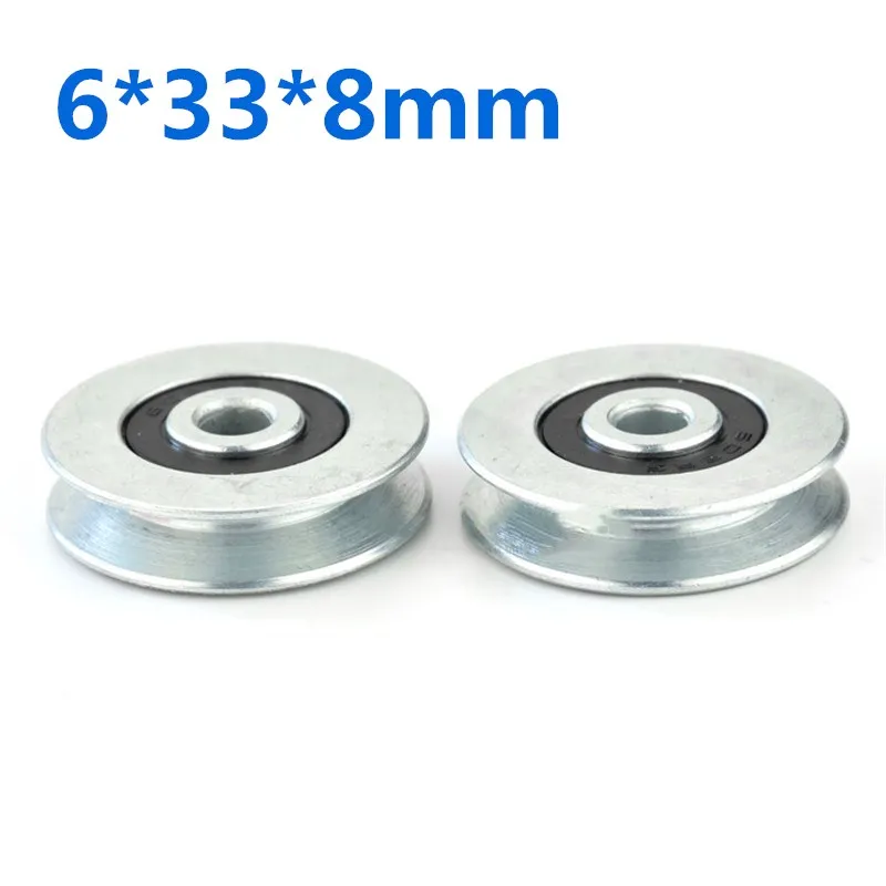 6*33*8mm V Groove Mental 265 Bearing Round Pulley Steel Wire Over Line Wheel Guide Wheel Mechanical Rolling nylon bearing pulley roller bearing 1PC