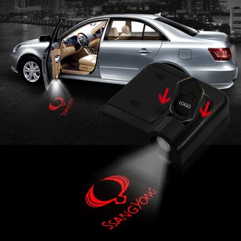 

1pcs wireless Led car door welcome Laser projector Logo ghost shadow lights For Ssangyong Rexton Kyron Korando Car Accessories