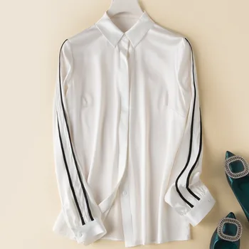 

Women Blouses Woman Clothes Shirt Women Tops White Blusas Mujer De Moda 2018 Silk Elegant Fashion Turn- down Collar Full Spliced