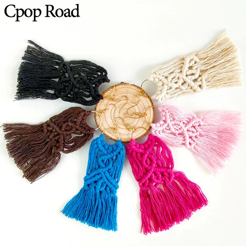 

Cpop Trendy Boho Handmade Macrame Earrings Ethnic Long Elegant Tassel Earrings Fashion Jewelry Hot Bridesmaid Gifts Accessories