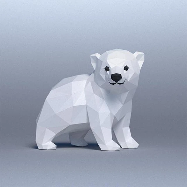Creative 3D Animal Paper Model Children's Room Wall Sticker Arctic Bear BABY POLAR Geometric Polygon Papercraft Home Decoration 1