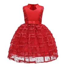 Рождественское платье для девочек Новое поступление на год платья; детская одежда с кружевом и вышивкой, Детские платья принцесс