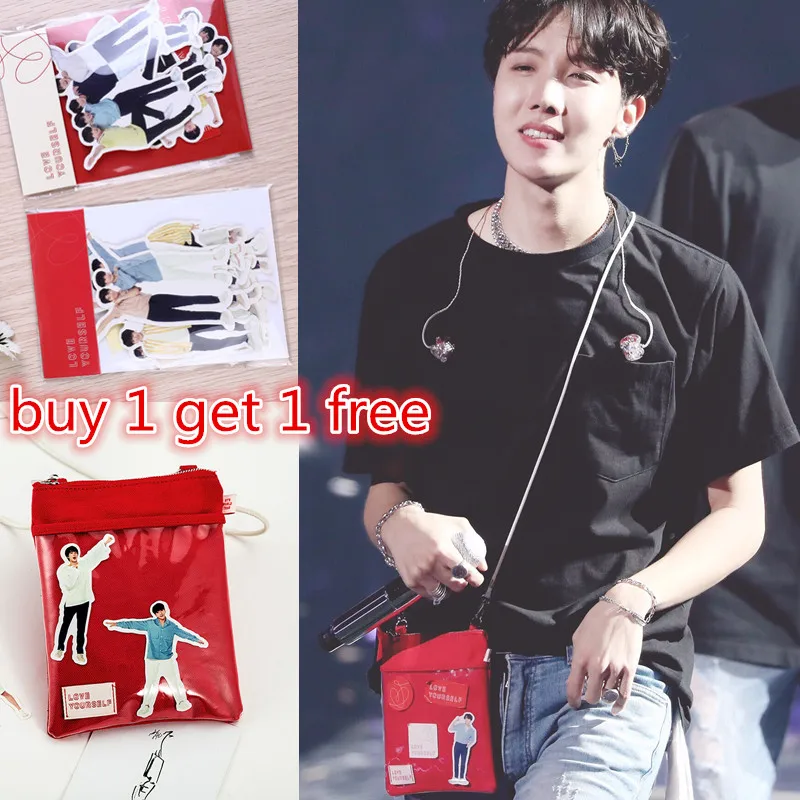 

Latest in 2019 Korean group KPOP Bangtan Boys Red Shoulder Same Bag Mini-bag Peripheral and Life Wall Stickers