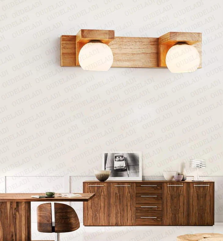 Креативный светодиодный прикроватный настенный светильник в спальню из дерева для Северной Европы, современный коридор, декоративные настенные светильники