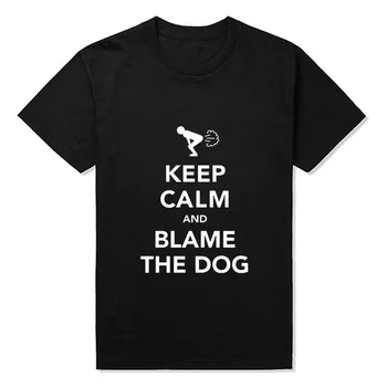 

New Keep Calm And Blame The Dog Fart Funny Men's T Shirts Men Short Sleeve Male Cartoon T-Shirt Wholesale