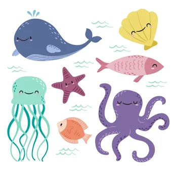 

Kokorosa Sea Series Animal Creature Clear Stamp Rubber Stamp for Scrapbooking Album Card Making Background Decoration