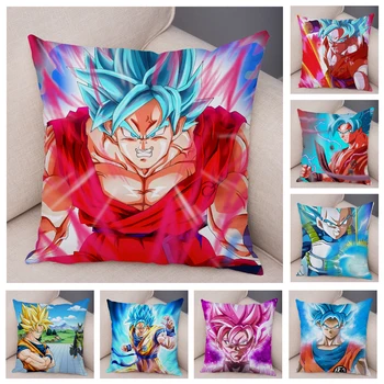 

Super Dragon Ball Z Pillowcase Cushion Cover for Sofa Home Short Plush 45*45 cm Decor Japan Anime Son Goku Vegeta Pillow Case