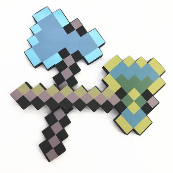 

minecraftinglys design Size 45cm Blue Diamond Sword Soft EVA foam toys sword Gray Pickaxe For Children children toys foam Sword