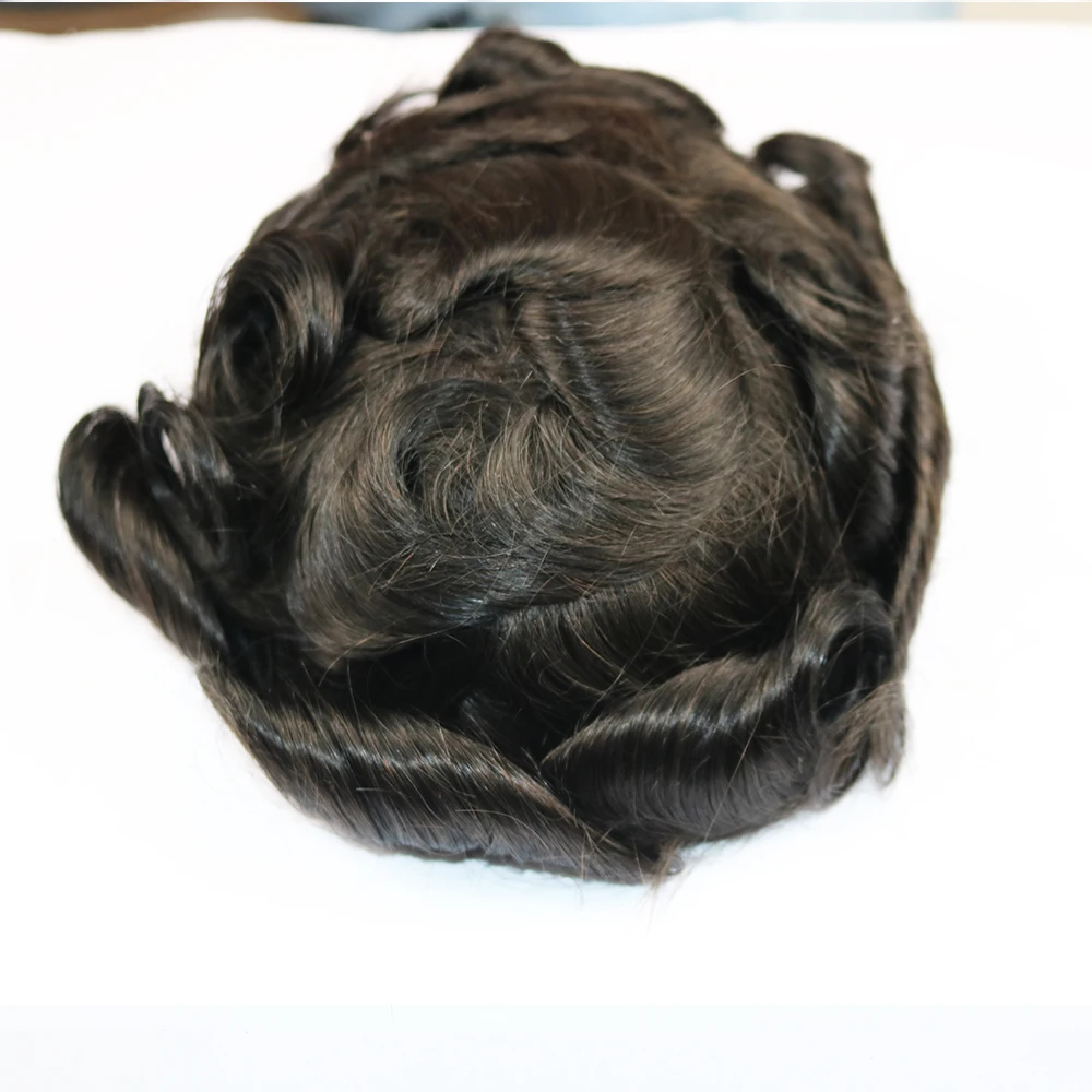 Мужской парик из натуральных волос Remy, супер тонкая замена волос, голливудский базовый размер " x 10", мужской парик