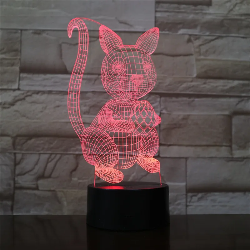 Кошка 3D ночник животное сменная лампа настроения светодиодный 7 цветов USB 3D иллюзия Настольная лампа для дома декоративные вечерние свет декора