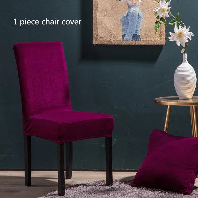 Утепленный матовый чехол для стула для зимнего дома, столовой, эластичные чехлы на кресла, качественный спандекс, чехол для сиденья, универсальный размер - Цвет: Сливовый