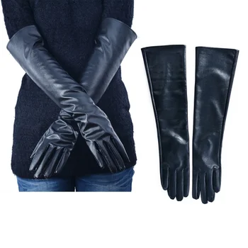 

High Quality Fashion Women's Faux Leather Elbow Gloves Winter Long Gloves Warm Lined Finger Gloves 2019 uff01