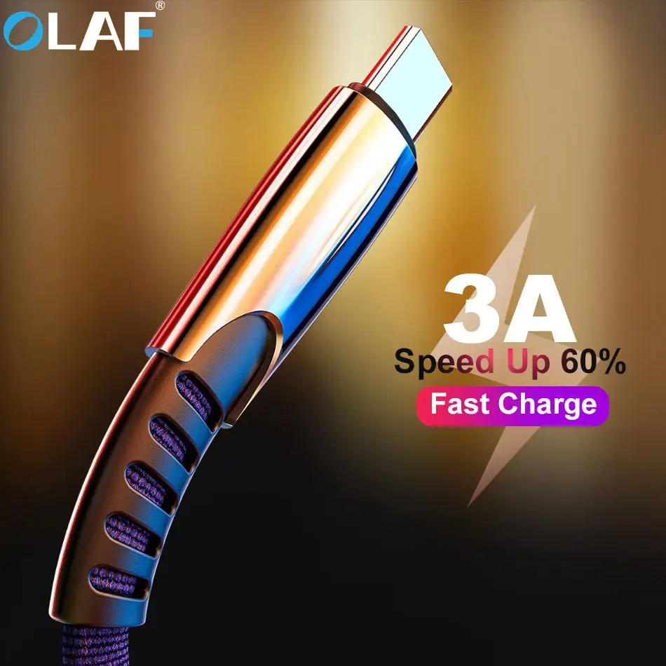 

Olaf 3A Type C USB Cable For Huawei P20 Lite Honor 10 USB 3.1 Fast Charging Cord Phone Charger Redmi Note 7 Samsung Galaxy S9