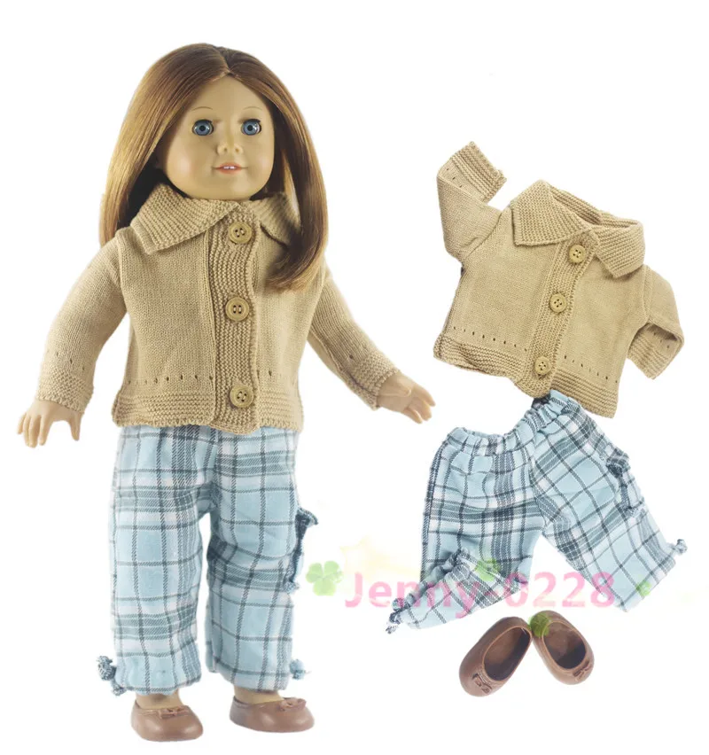 

3in1 Set Fashion Style Outfit Doll Clothes Sweater+pants+one pair shoes for 18'' inch American Doll