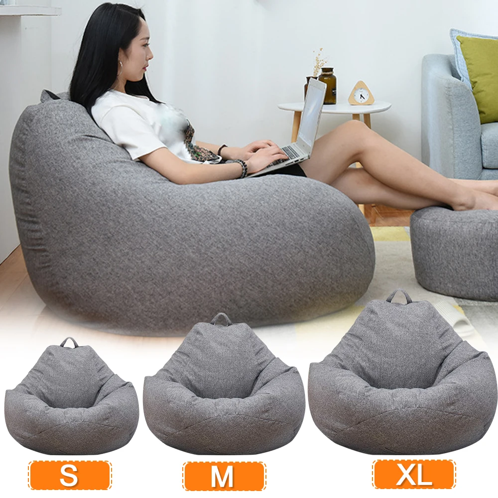 Large Small Lazy Sofas Cover Chairs without Filler Linen