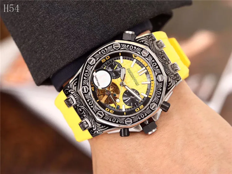 4 Skeleton Tourbillon автоматические механические часы Для мужчин Автоматический, классика, оранжевая кожа механические наручные часы Reloj Hombre Водонепроницаемый - Цвет: 4
