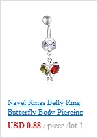 16pcs/lot Piercing Navel Surgical Steel Single Crystal Rhinestone Belly Button Rings Navel Piercing