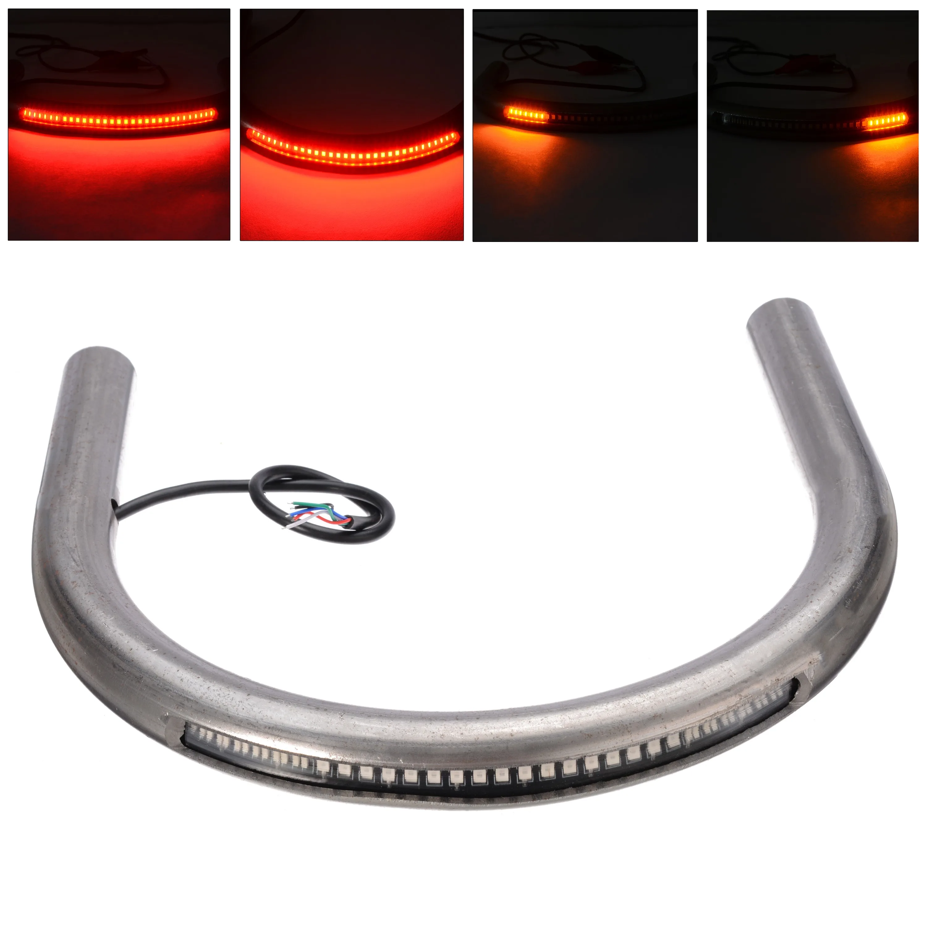 1PC 3 In 1 Cafe Racer Seat Frame Loop Hoop With Rear Brake Stop LED Light Turn Signal Lamp 227mm For Motorcycle Accessories