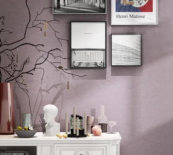 

Northern European-Style Solid Purple Non-woven Wallpaper Living Room Bedroom Sofa Background Wallpaper American Vintage Long Fib