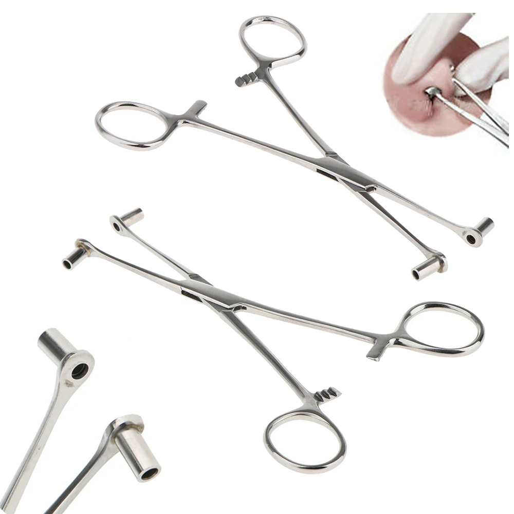 1pc Professional 316l Stainless Steel Piercing Tool Septum Forceps Clamp Pliers Tool For Belly