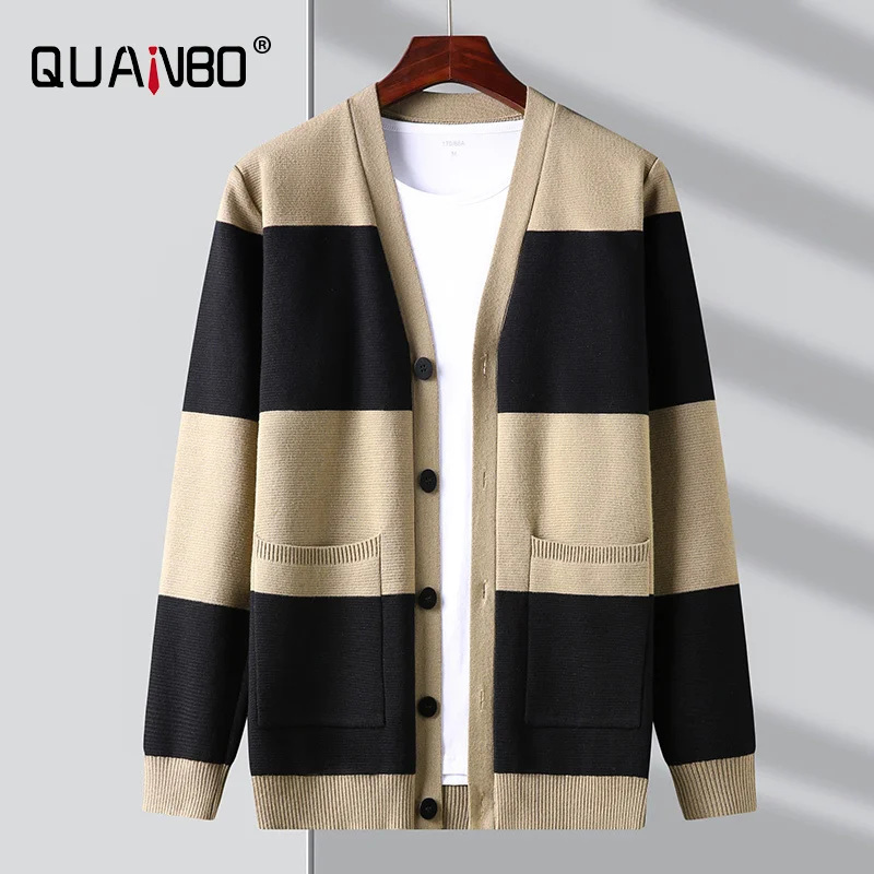 

Top Grade Autum Classic Casual Mens Cardigan 2021 New Fashion Striped Knitwear Sweater Trendy Casual Coats Jacket Men Clothing