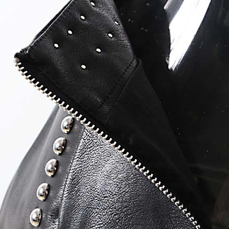 Осенняя мода года в стиле панк, женские черные юбки из искусственной кожи с заклепками, высокая талия, однобортный женский мини-юбка карандаш