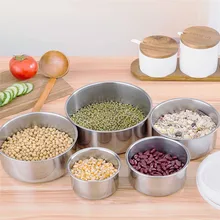 5 шт./компл. герметичный контейнер Нержавеющая сталь миска с крышкой запечатывания Еда ящик для хранения с крышкой круглый Форма Кухня аксессуары
