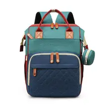 Bolsa de pañales todo en 1, mochila plegable portátil para cuna, de gran capacidad, impermeable y elegante, de viaje para mamá y bebé