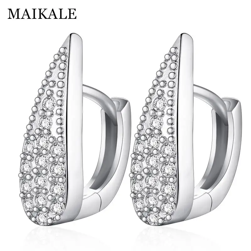 MAIKALE, классические серьги-гвоздики, AAA, кубический цирконий, форма капли воды, золото, серебро, корейский цвет, серьги для женщин, подарок другу