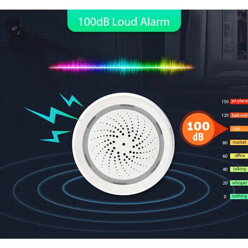 2,4G Wifi 3 в 1 сирена-сигнализация связь с датчиком температуры и влажности сигнализация Умный дом поддержка для Tuya Smart Life Alexa IFTTT
