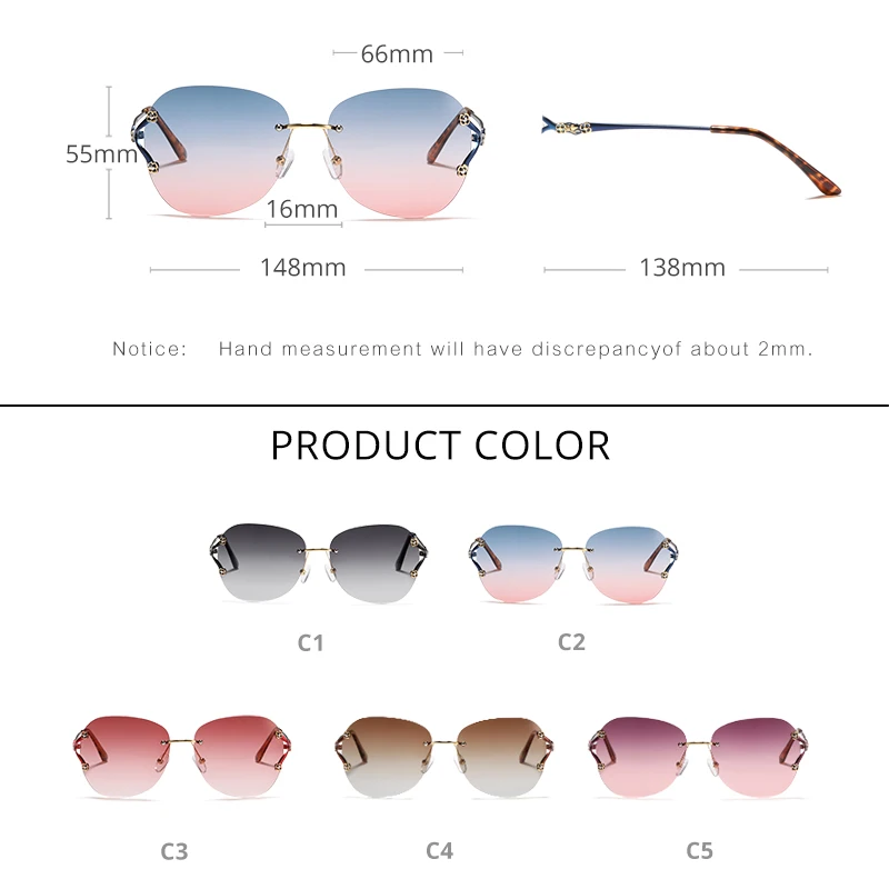 KDEAM поляризованные солнцезащитные очки без оправы для женщин, модный бренд, новинка, градиентные солнцезащитные очки для женщин