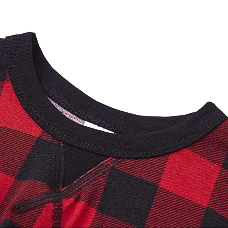 Christmas Matching Family Clothes Homewear Black And Red Plaids Leisure Pajamas For Mom, Dad, Kid, Baby Red XXL