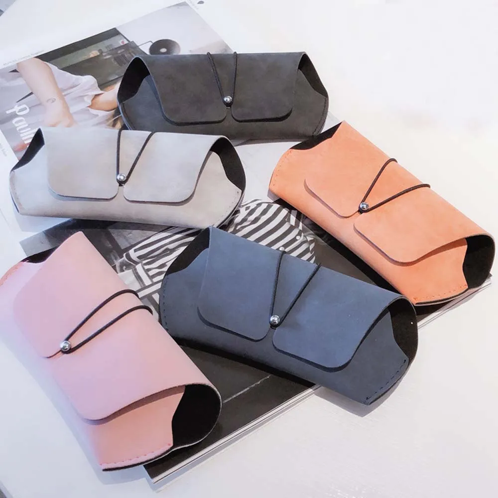 

1PC Eyewear Accessories Men Women Suede PU Leather Sunglasses Case Fold-able Buckle Glasses Box Eyeglass Holder Bag Protector