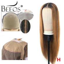 Beeos TIB/27 цветов поддельные головы крышка 13*6 кружева передние человеческие волосы парик глубокая Часть бразильские Remy парики высокое соотношение Омбре мед блонд