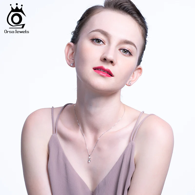 ORSA JEWELS S925 Sika ожерелье с подвеской в виде оленя прозрачный AAAA Циркон милый кулон из стерлингового серебра уникальные Простые Ювелирные изделия SN172