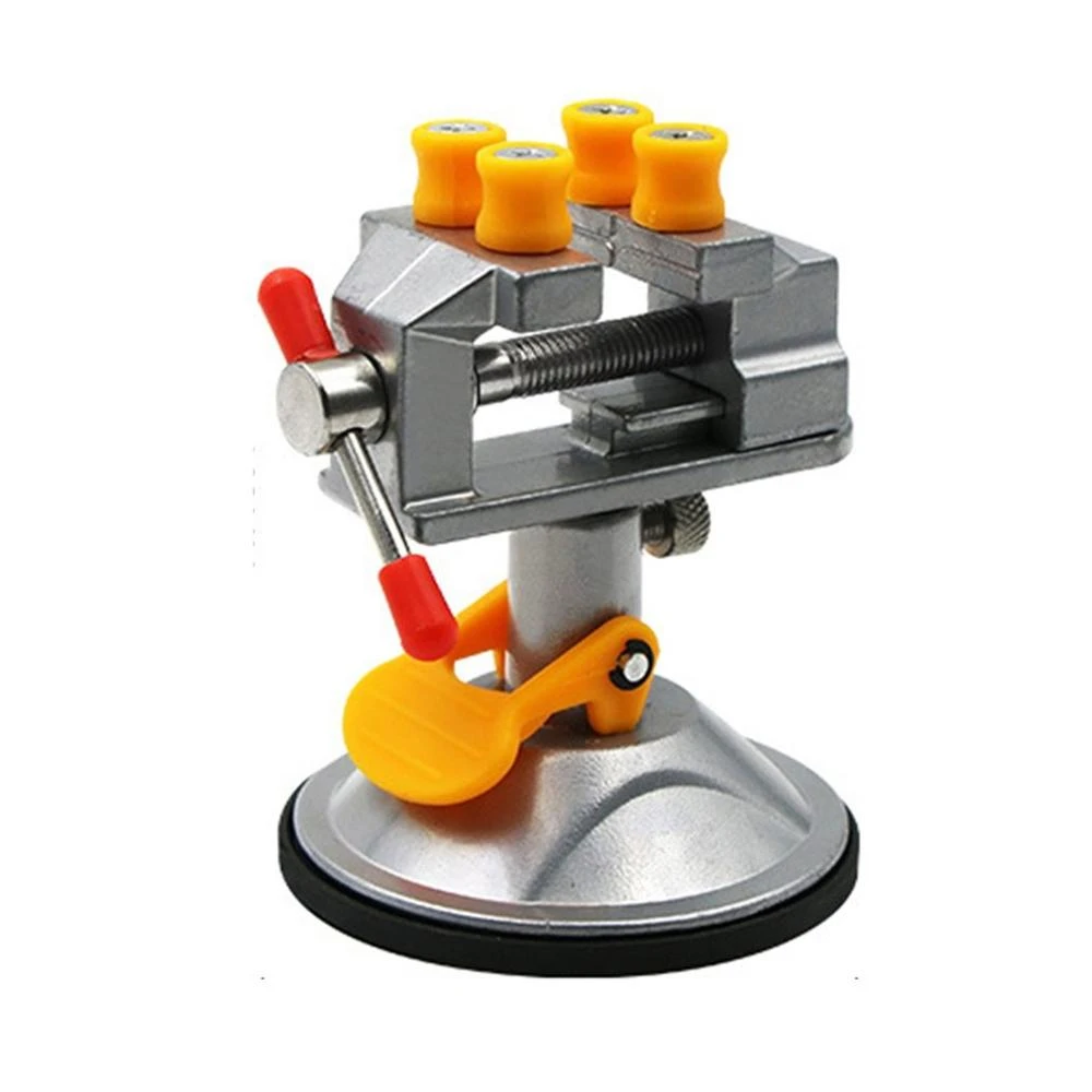 Mini Table Top Bench Vice Vise Press Clamp Rubber Suction Base Yel KW