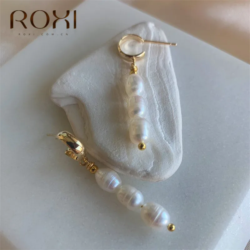 ROXI натуральные пресноводные жемчужные серьги в виде капель для Для женщин элегантные длинные барочный жемчуг серьги Pierecing уха ювелирные изделия богемные серьги
