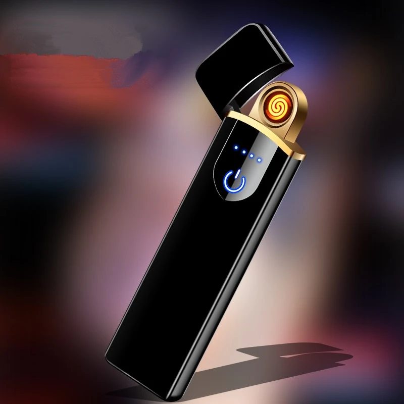 

Smart chip lighter Chip tungsten wire Touch screen ignition USB portable cycle charging Gift selection