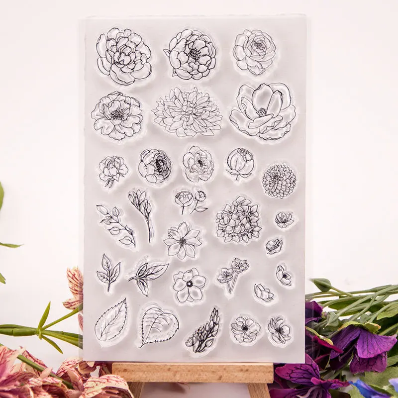 Clear Stamps Clear Rubber Stamps Flower Clear Stamps DIY Scrapbooking Craft Supplies Rubber Silicon Seals Card Album Hobby ink pad Stamping