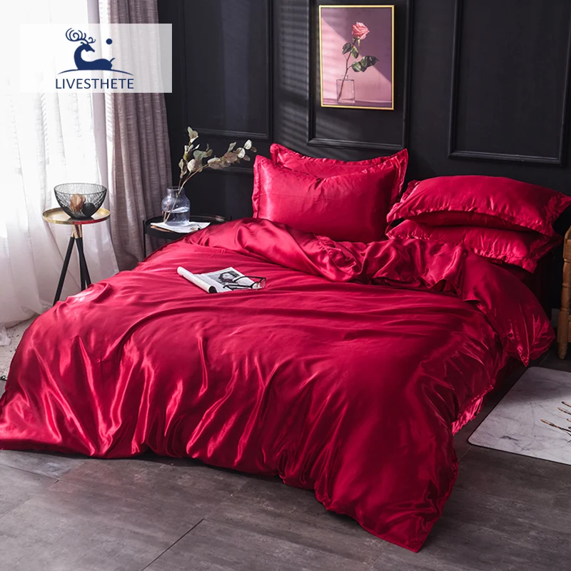 

Liv_Esthete 100% Silk Duvet Cover Fitted Sheet On Elastic Band/Flat Sheet Adult Euro Bedding Set Double Queen King Solid Color